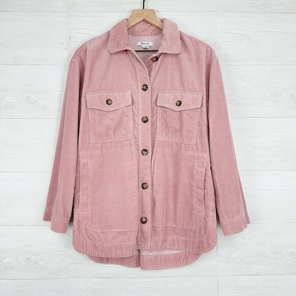 Madewell Oversized Corduroy Yorkway Shirt Jacket Size S Wisteria Dove Pink Fall - Picture 11 of 16
